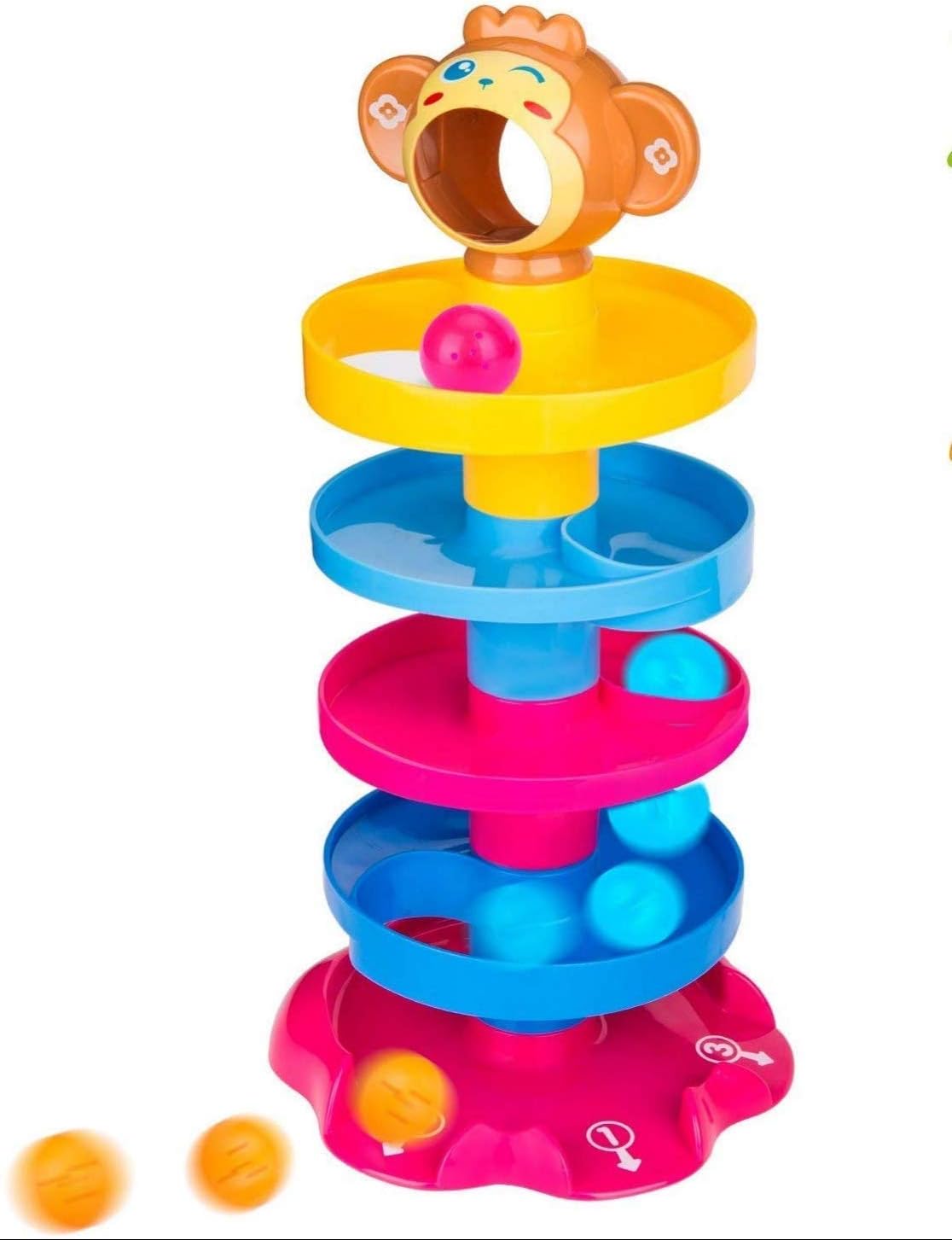 PRIME DEALS Monkey Ball Drop Toy For Babies And Toddlers | New 5 Layer Tower Run With Swirling Ramps And 3 Puzzle Rattle Balls | Best Educational Development Toy Set For Kids., Multicolor