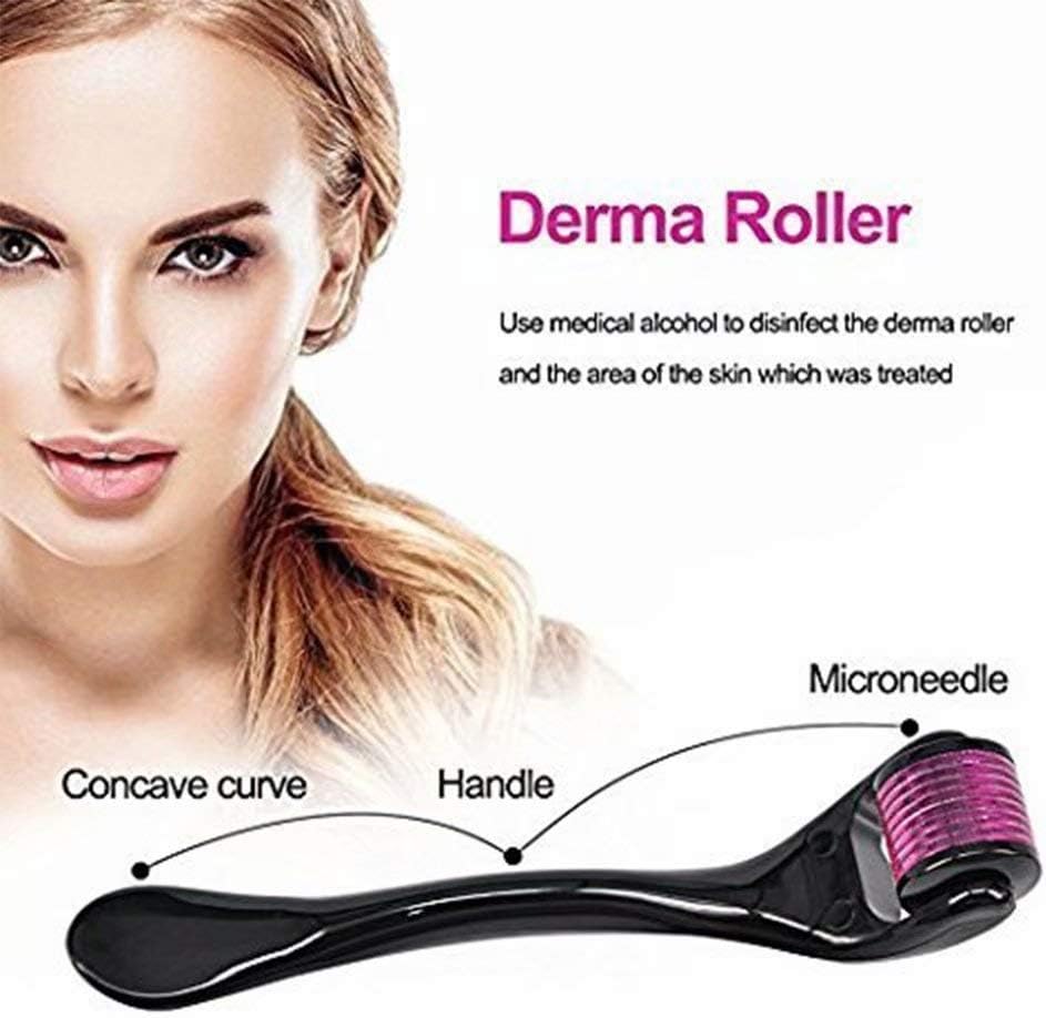 SHOWAY Derma Roller Microneedle Kit for Face, Body, Hair Premium 540 Titanium Microneedling Facial Skincare Microdermabrasion Derma roller for Men and Women (0.5mm), 1.0 count, 1