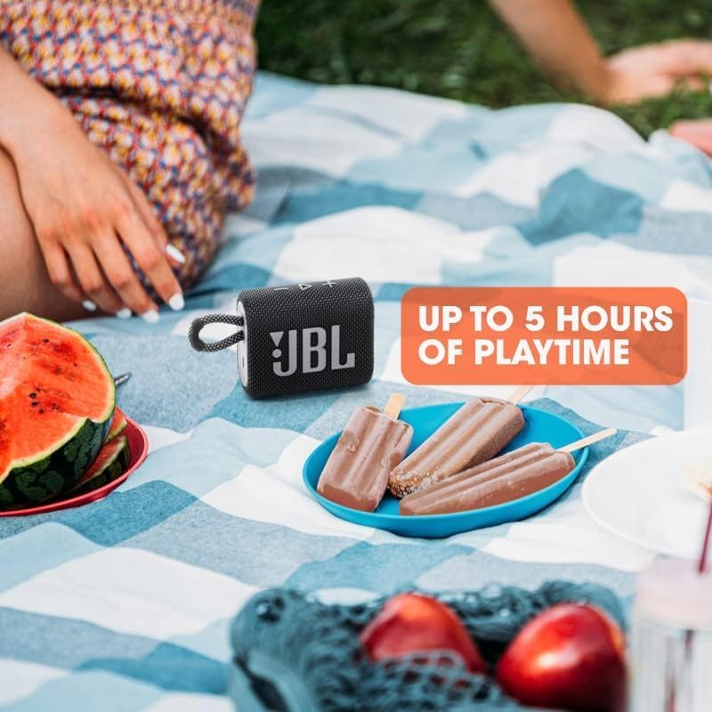 JBL Go 3 - للاستخدام المحمول - مكبر صوت مزود بتقنية البلوتوث - بطارية مدمجة مقاومة للماء والغبار - أزرق - يتضمن حقيبة تخزين