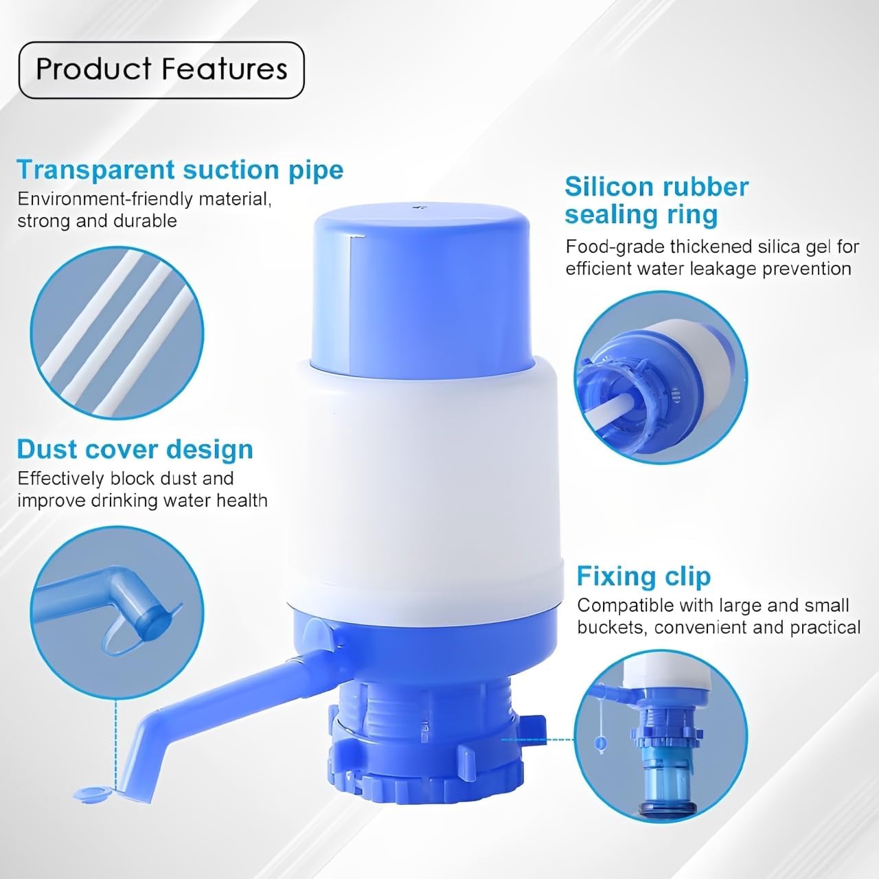 HUILE by HEXAR Water Pump, Manual Water Pump, Gallon Bottles Pump, Manual Water Bottle Pump, High-end Water Pump, Easy Portable Manual Hand Press Dispenser Water Pump