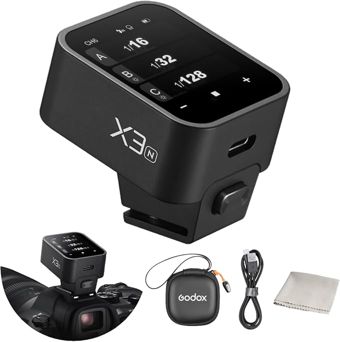 مشغل فلاش لاسلكي Godox X3 TTL بشاشة تعمل باللمس لكاميرا Nikon