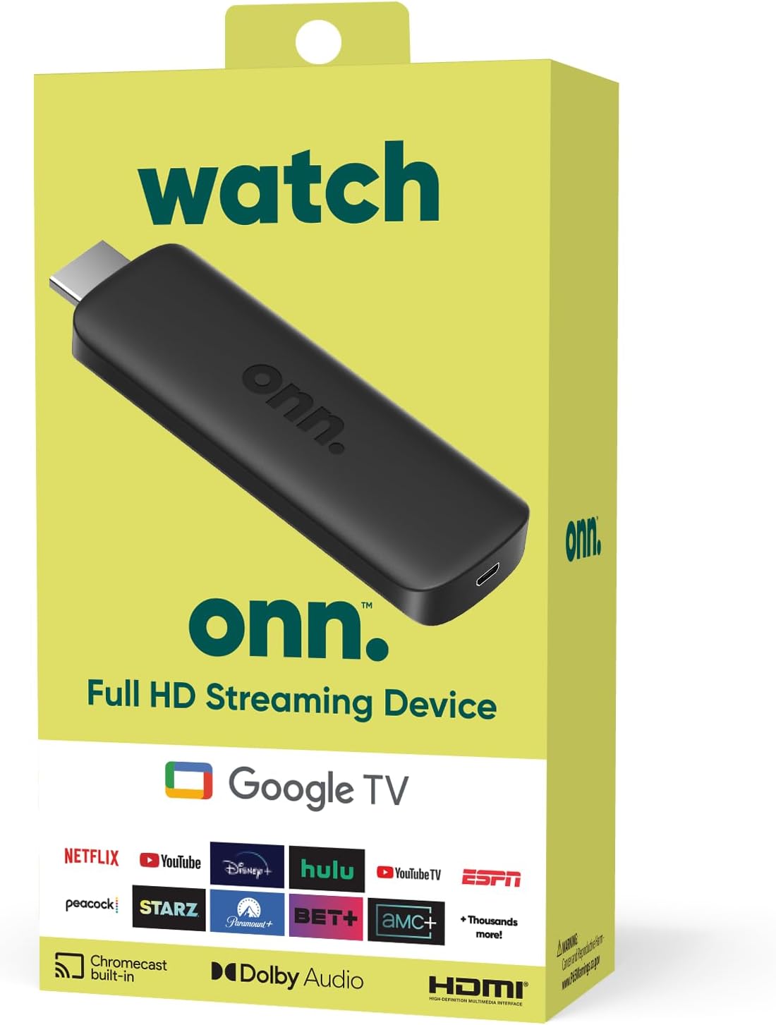 XGAGHB ONN Android TV 2K FHD Streaming Stick Black (New Version)