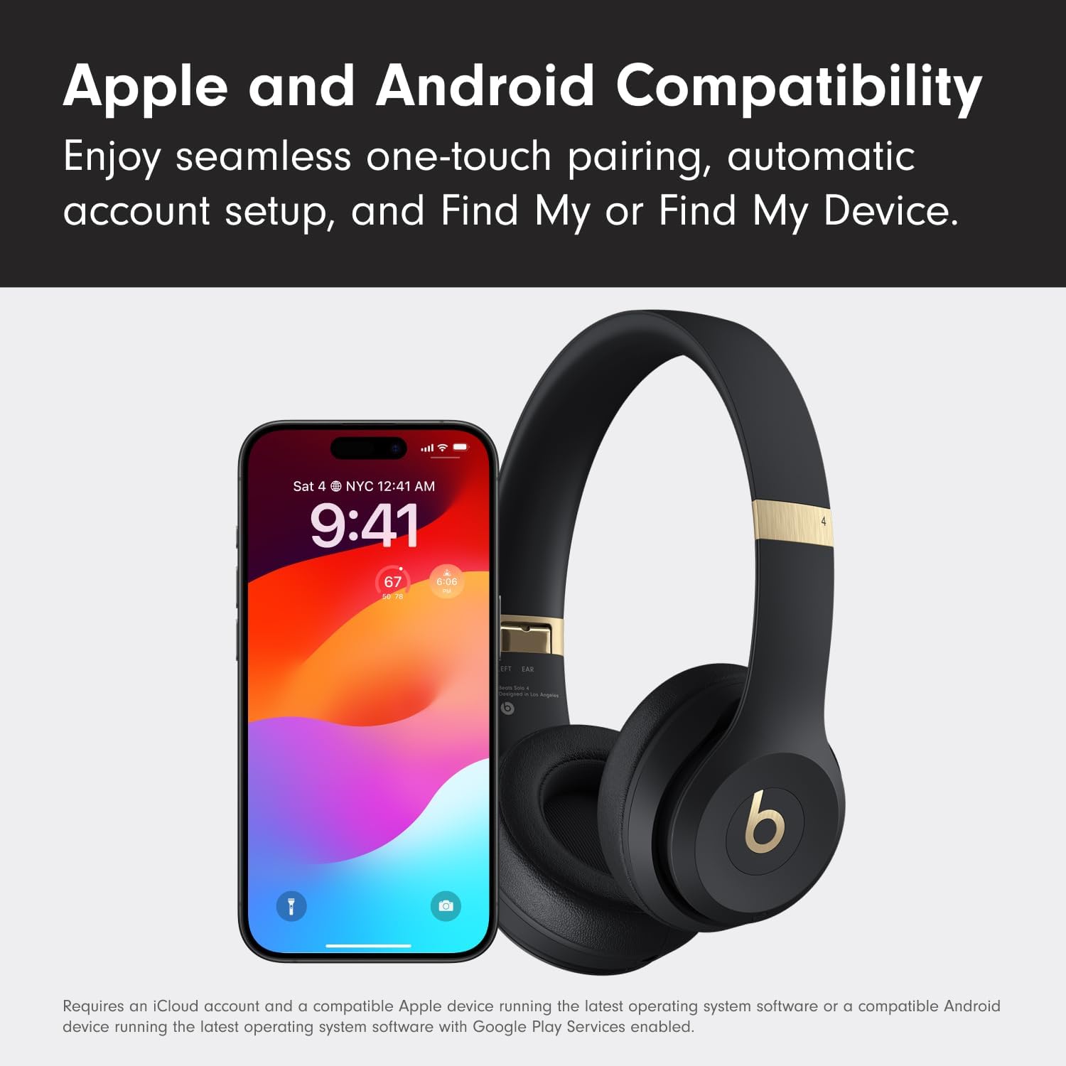 Beats Solo 4 Wireless Headphones Black/Gold