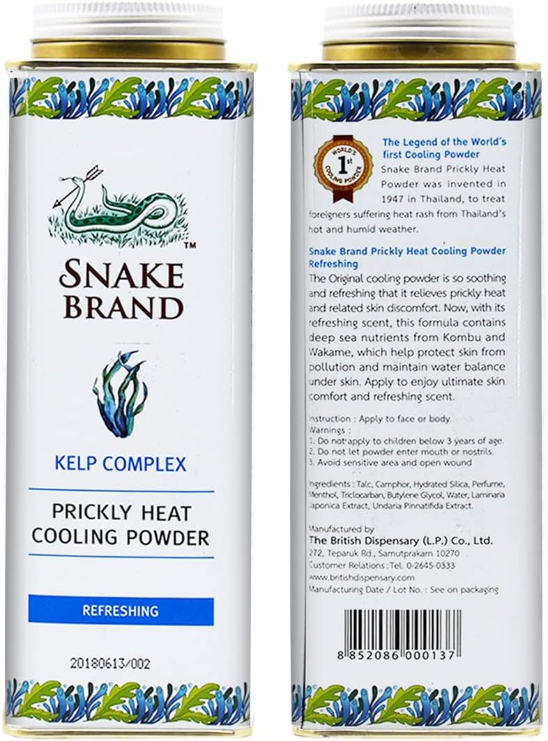 Snake Brand Prickly Heat Cooling Talcum Powder | For Heat & Rash Treatment (280g, Refreshing)