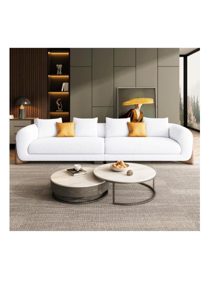 Gl Tobago Fleece Fabric Overstuffed Multifunction Sofa, Wood Furniture For Home Livingroom, Bedroom, Office With Pillows (White, Double Seats 1.9M)