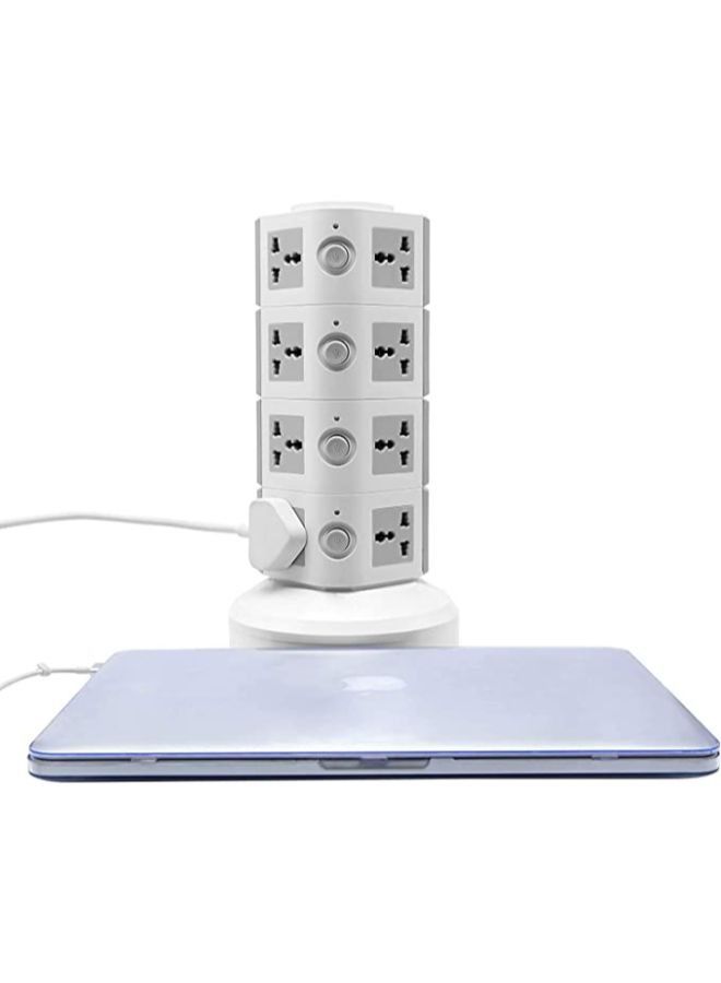 4 Layer Multi Socket 220V Tower Extension Electrical Outlet Lead with USB Ports 3M Cord and UK-Plug Power Strip Multi Charging Station