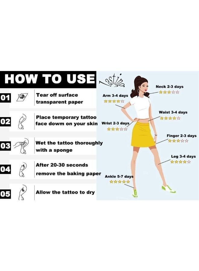 30 Sheets  DIY Temporary Tattoo Fashion Designs for Body