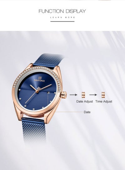 NAVIFORCE Luxury Fashion Simple Diamond Women Watch Stainless Steel Waterproof Wristwatches with Date NF5015