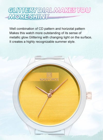 2023 New Arrival NAVIFORCE NF5027 Romantic Charming Quartz Women Watches Luxury Stainless Steel Band Yellow Dial Lady Watch reloj mujer