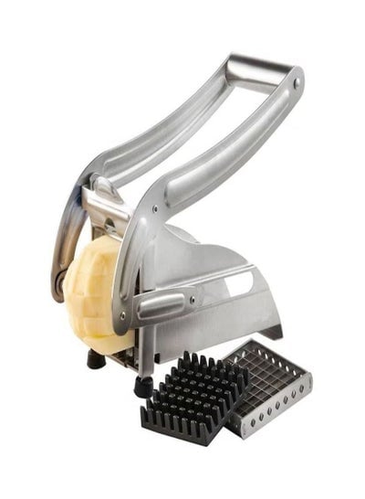 Stainless Steel Potato Cutter French Fry Cutter Veg Slicer Potato Chipper Home Kitchen Tool for Vegetable Fruit (Silver)
