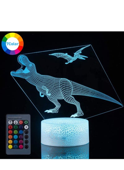 Multicolour 3D Dinosaur Night Light Decorative LED Bedside Desk Table Lamp 3D Illusion Light