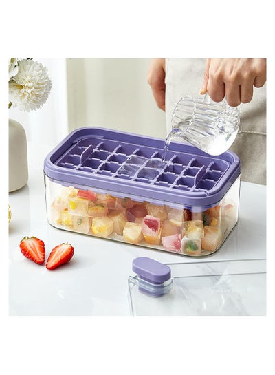 1 Set Ice Cube Tray Single/Double Layer Multiple Ice Grids Press Button Design Silicone Ice Mold Tray Storage Box with Shovel Single Layer