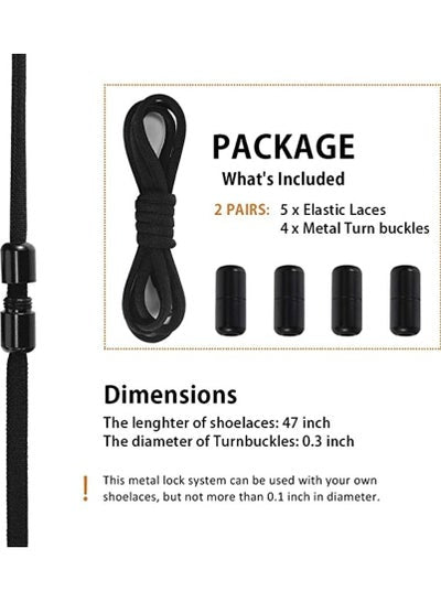 Elastic No Tie Shoe Laces For Adults,Kids,Elderly,System With Elastic Shoe Laces(1 Pair), 01-black, X-Large