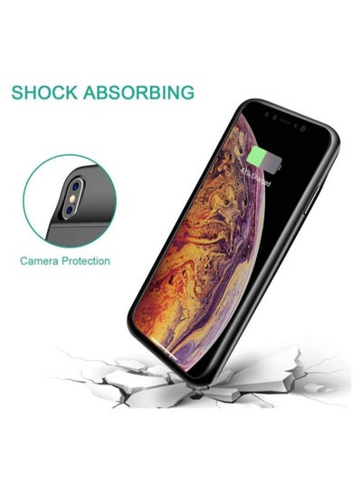 Back Cover For Battery Case 4000 mAh Battery Pack Case Cover For Apple iPhone XS Max (Black)