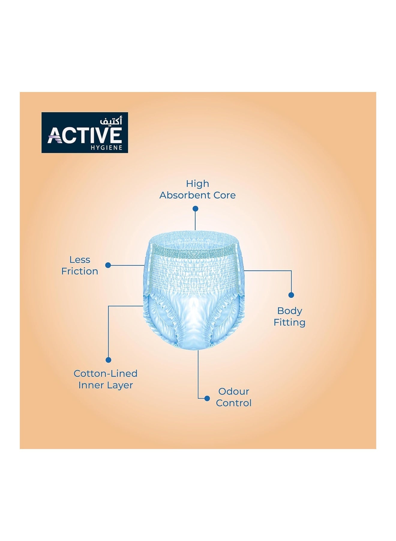 Active Incontinence Adult Diaper Pants Large 112-147 Cm Pack Of 10