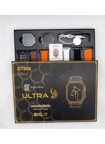 ساعة ذكية DT900 Ultra شاشة عرض 49 ملم مع 7 أحزمة مختلفة الحجم والألوان