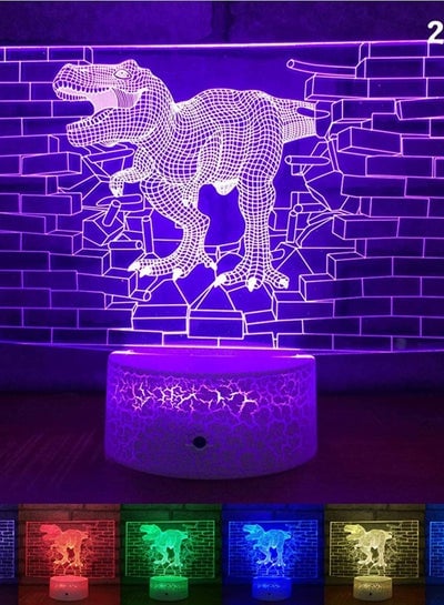 The 3D dinosaur led a color-changing nightlight with USB power, bedside lights,,Black Bottom + 16 Colors