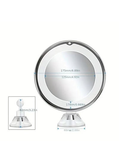 10X Magnifying Makeup Mirror With Lights, 3 Color Lighting, Bathroom Shower Mirror With Suction Cup 360 Degree Rotation, Portable, For Detailed Makeup, Close Skincare