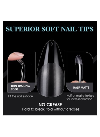 Soft Gel Nail Tips Medium Almond 552 Pcs 12 Sizes