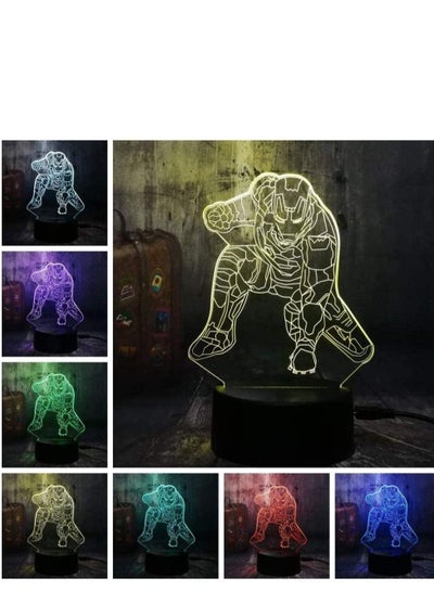 Multicolor 3D LED Night Light Cool Christmas Gift Marvel Legends Hero Iron Man 3D LED Night Light Desk Lamp Creative Child Decoration Kids Toys