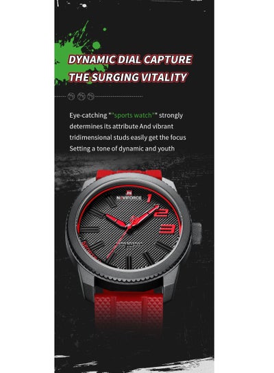 NAVIFORCE NF9202T سيليكون باند ساعة رياضية مقاومة للماء للرجال ساعة يد كوارتز عادية تصميم مقاوم للصدمات ساعة رجالية Relogio Masculino