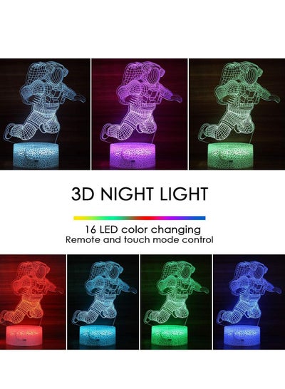 Multicolour 3D Astronaut Night Light 3D LED Illusion Lamp and 16 Colors Change Decor Lamp with Remote Control for Kids Astronaut Gifts for Children