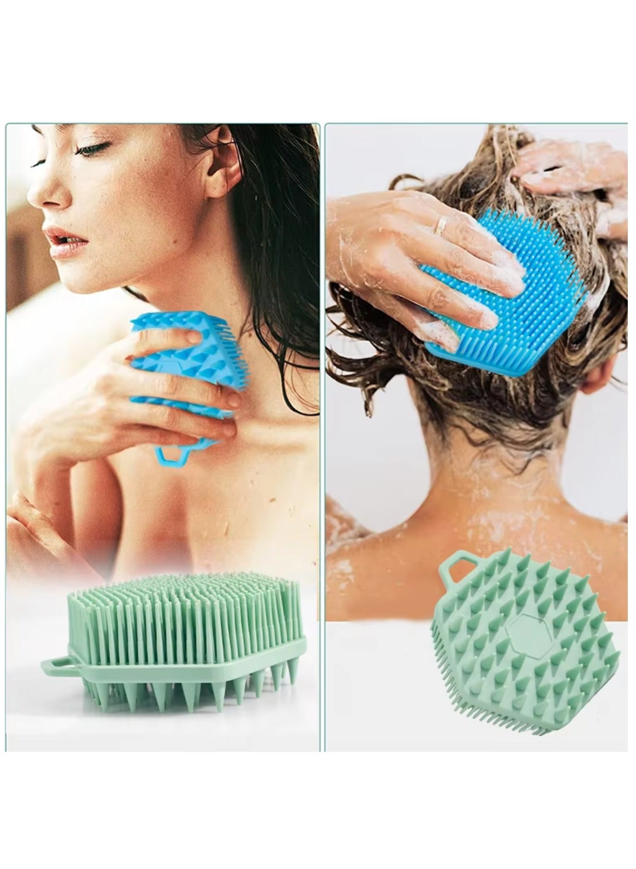 Silicone Double-Sided Shampoo and Shower Brush with Hanging Rope for Easy Drying, Soft Shower Brush, Household Silicone Shower Brush