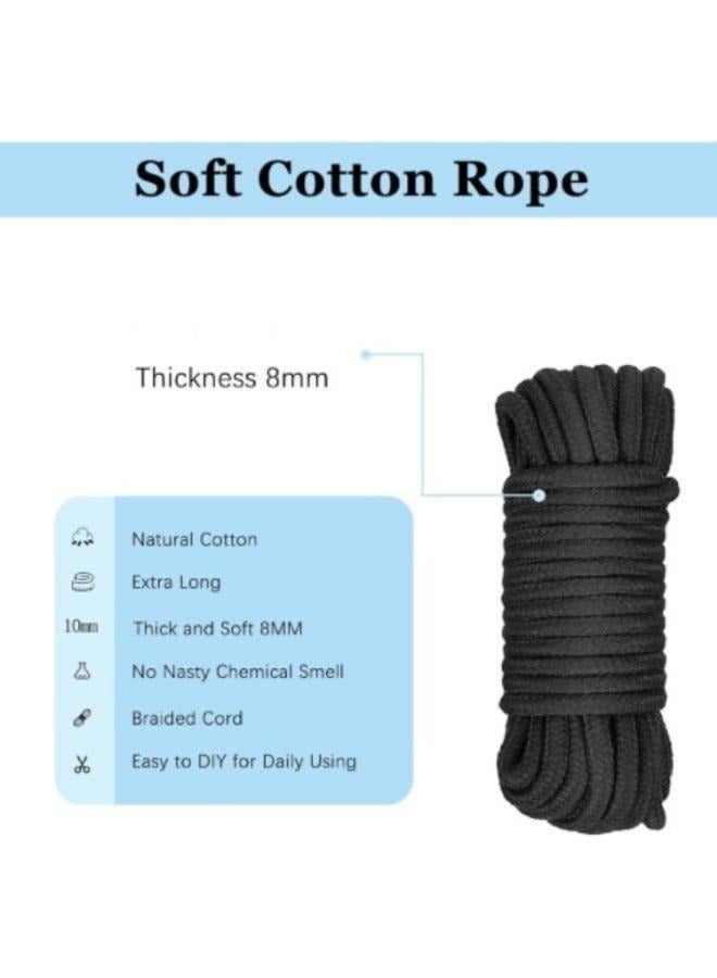 5M Soft Cotton Rope Cord Thick Cotton Cord All Purpose Soft Rope Twisted Cotton Knot Tying Rope for DIY Craft Projects Hanging Bundling Rope