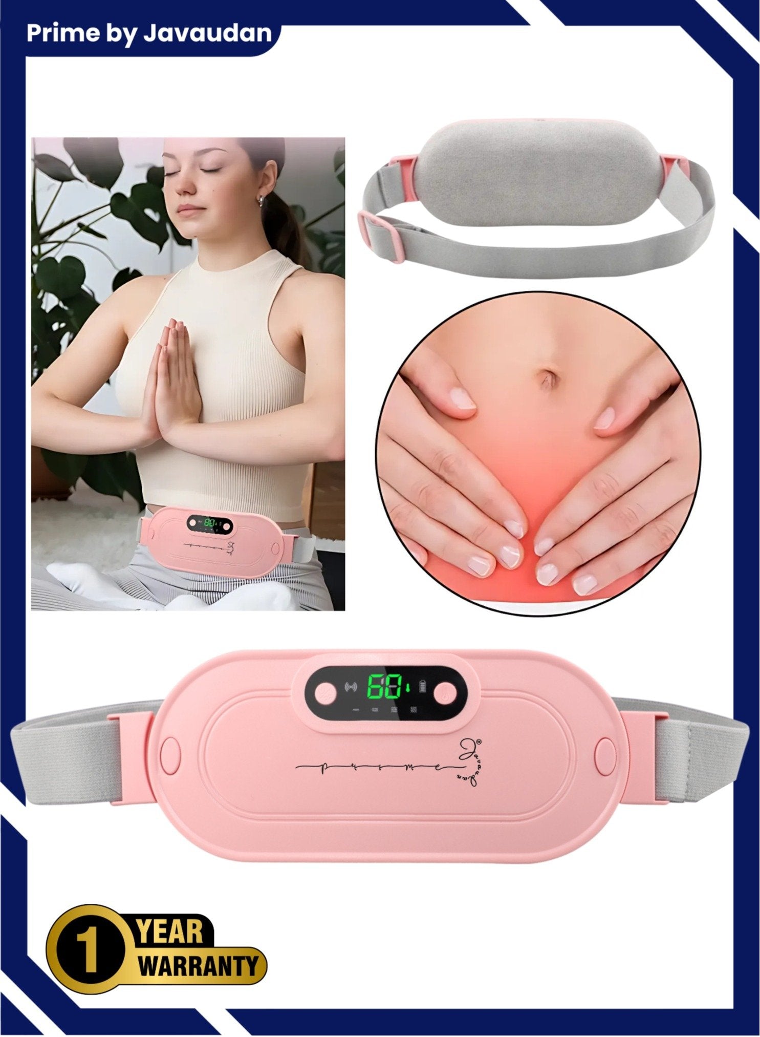 Menstrual Electric Heating Pad Women Warm Belt Hot Water Bag Waistband Device Adjustable 4-Speed Rechargeable Heating Cramp Belt Massage Warm Waist Belt for Menstrual Period Cramps Stomach Tummy Pain