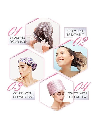 Electric Hair Cap Thermal Cap Hat Hair Thermal Treatment Cap Home Hair Thermal Treatment Nourishing Hair Care (Pink)