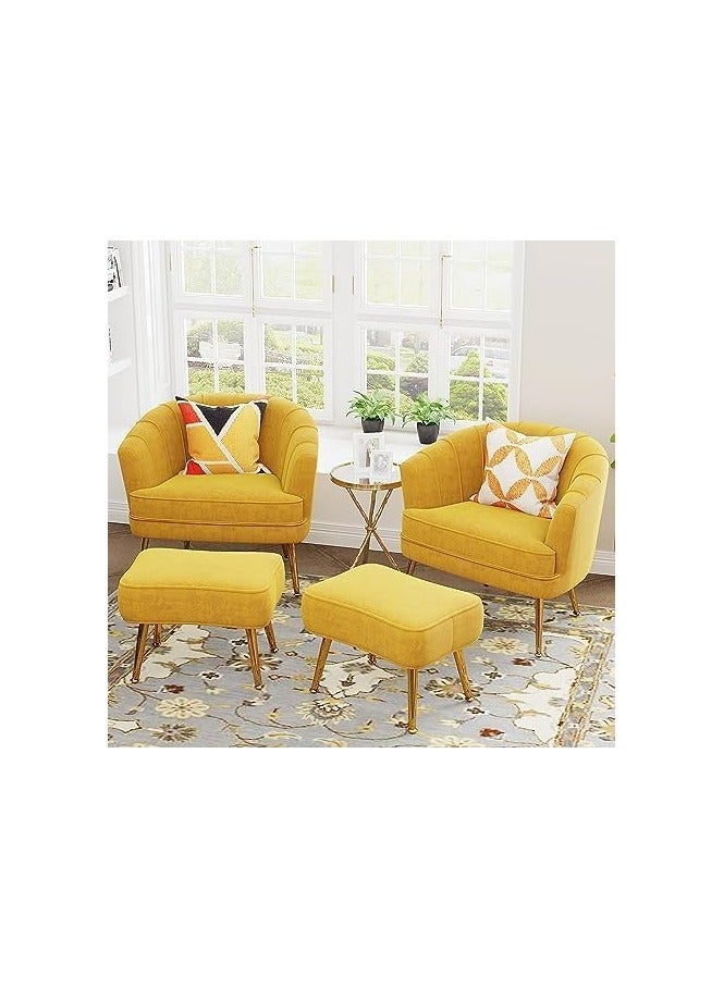 Exclusive Velvet Accent Chairs For Living Room Bedroom Office Upholstered Single Sofa Chair Arm Chair Comfy Chair Reading Club Coffee Chair With Metal Legs