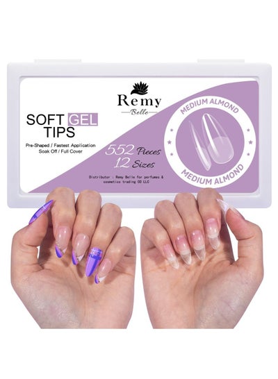 Soft Gel Nail Tips Medium Almond 552 Pcs 12 Sizes