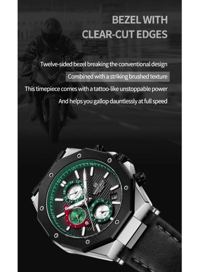 NAVIFORCE NF8028 ساعات كوارتز عصرية للرجال بحزام جلدي رياضي كرونوغراف ساعة معصم تاريخ تلقائي مقاوم للماء ساعات رجالية مضيئة