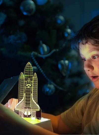 Rocket 3D Illusion Lamp Night Light for Kids,Rocket Toys for Boys,7 Years Boys Birthday Present, Boy Gift Age 10 9 8 7 6 5, Space Gift for Boys