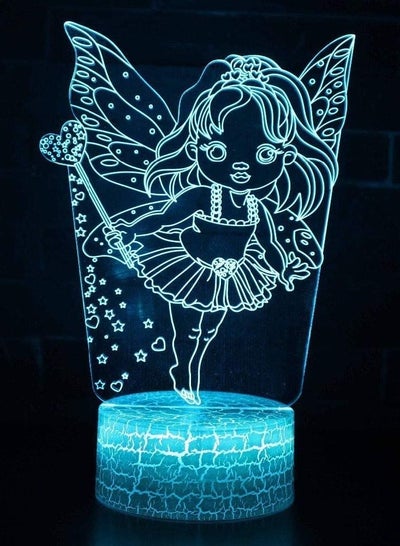Fashion and Beauty Led Lovey Cartoon 7 Color Change Touch Table Lamp USB Butterfly Fairy Girls Bedroom Bedside Decor.