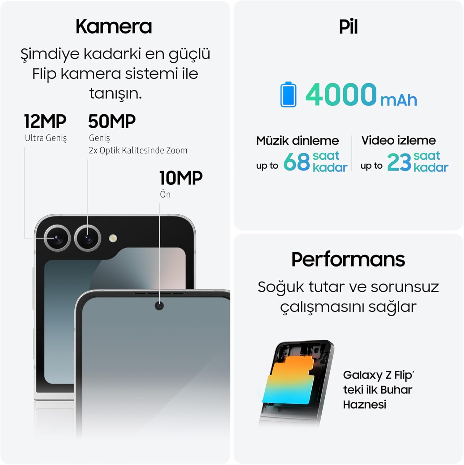 SAMSUNG Galaxy Z Flip6, 12GB RAM, 512GB Storage, Silver Shadow, 50MP Camera, 1 year Seller Warranty (International Version)