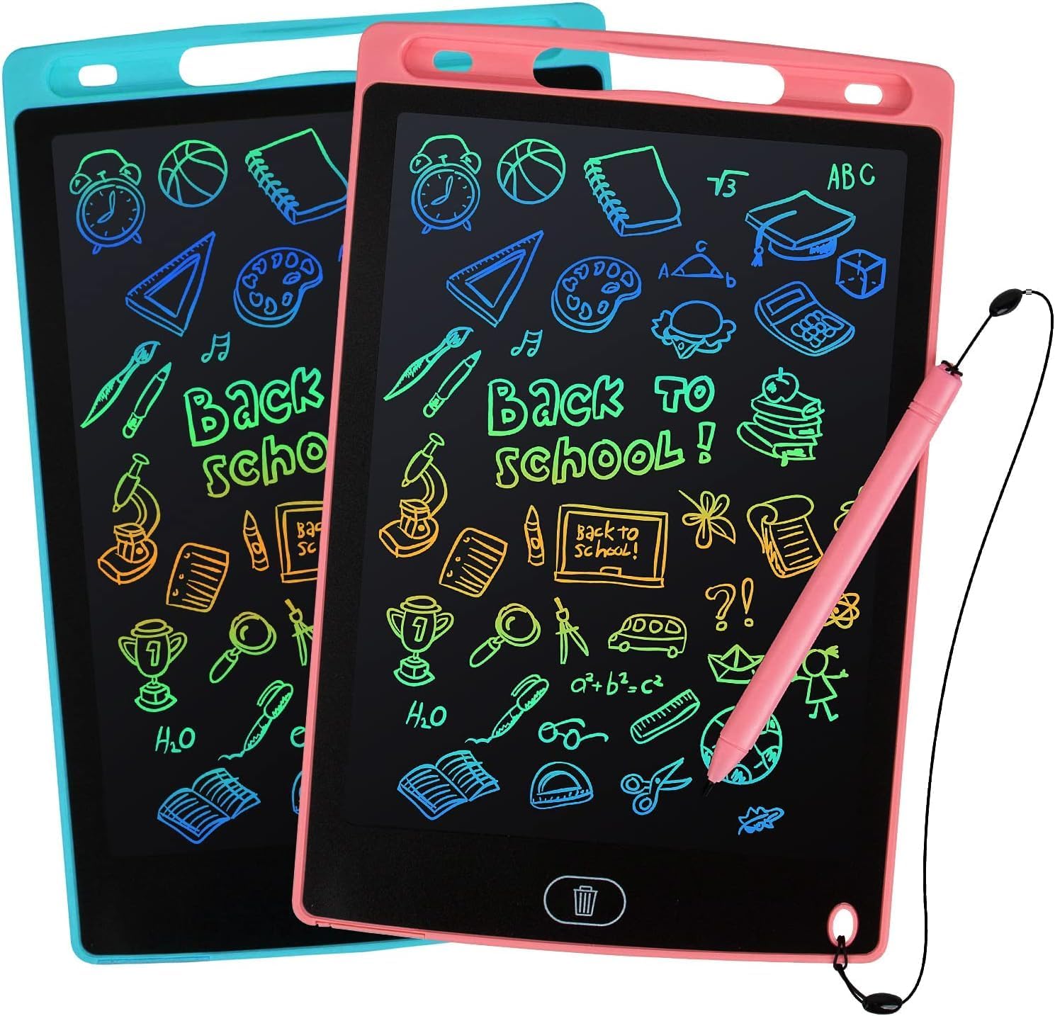 kogabanny LCD Writing Tablet, 2 Packs Drawing Pads for Kids 3 4 5 6 Years Old 8.5 Inch Colorful Lines Doodle Scribble Boards Educational Toys for Boys Girls