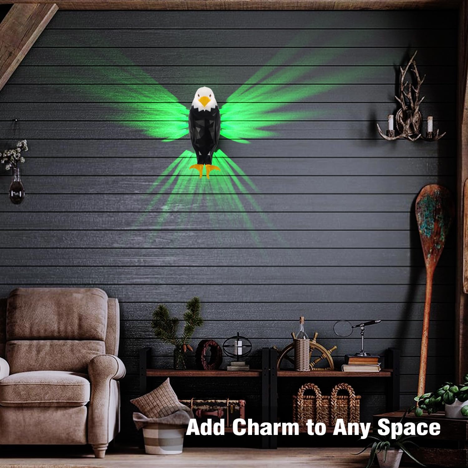 مصباح حائط على شكل نسر أصلع من شاميز، مصباح ليلي على شكل نسر أمريكي مع جهاز تحكم عن بعد، مصباح حائط مغناطيسي على شكل نسر لغرفة النوم، غرفة المعيشة، الرواق، يعمل بالبطارية وقابل للإزالة مع خاصية الشحن.