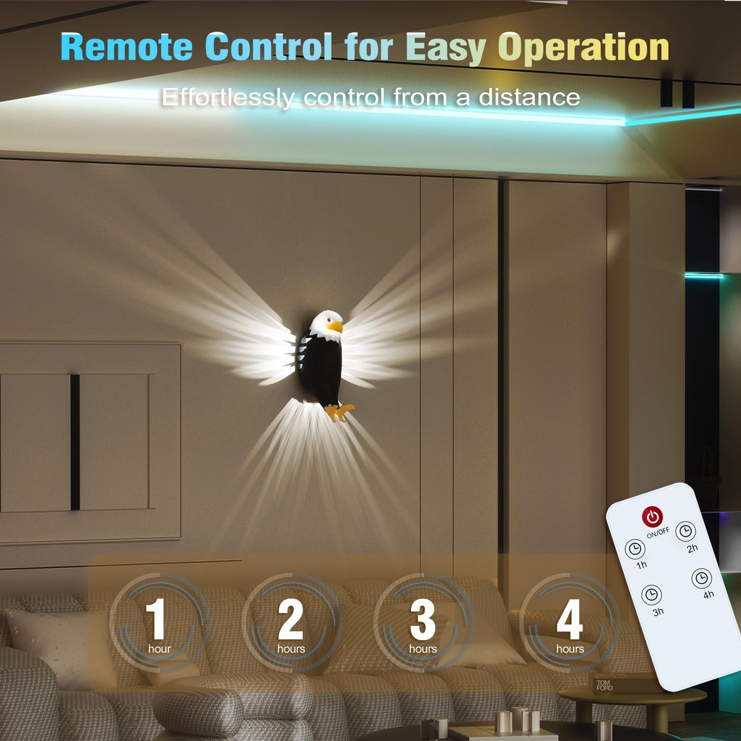 Eagle Wall Lamp Magnetic LED Wall Mounted Eagle Lamp USB Charging With Remote Control Multi-purpose Removable Eagle Lamp