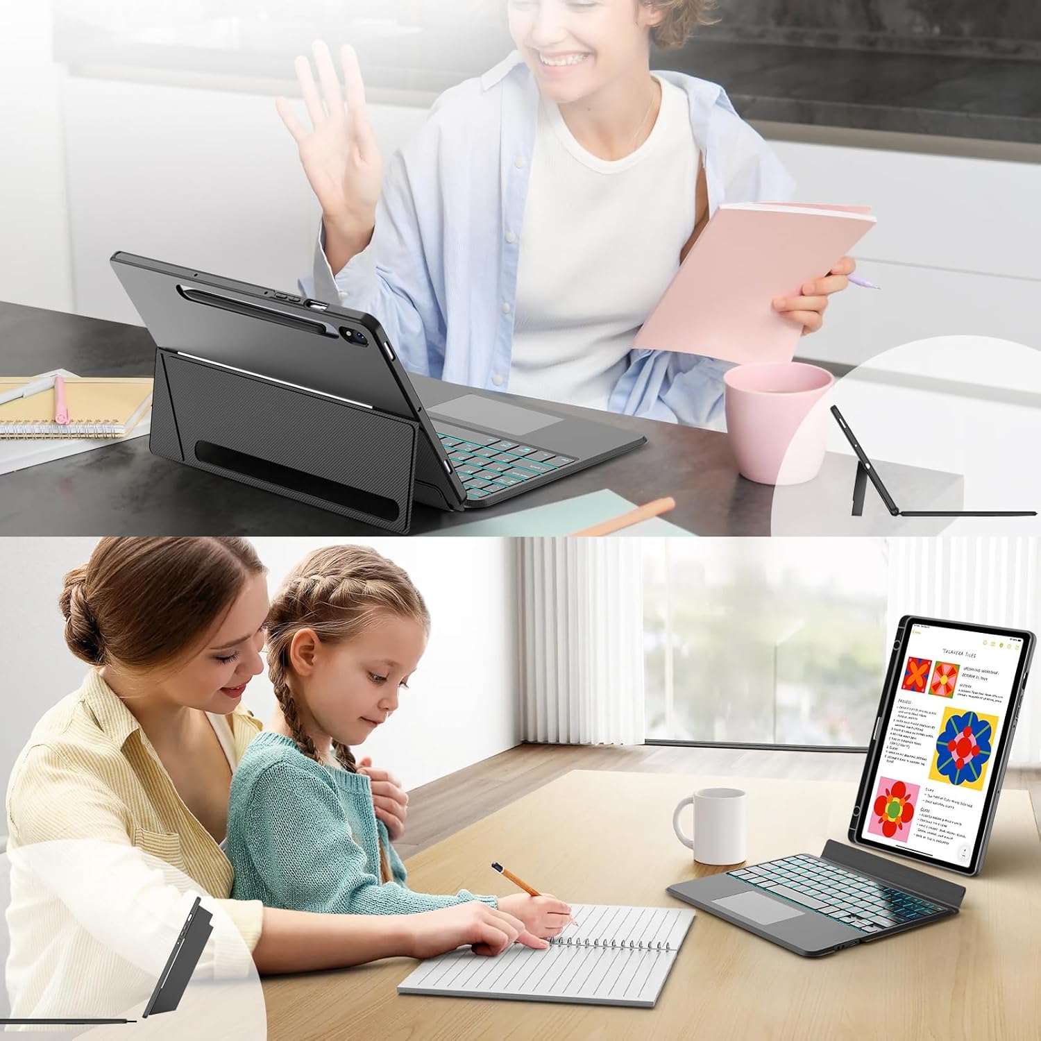 PROTECT Samsung Tab S10+ 12.4-inch Keyboard Case | Bluetooth | Trackpad | Backlit | Adjustable Stand | Grey | Model: HL118A-10P