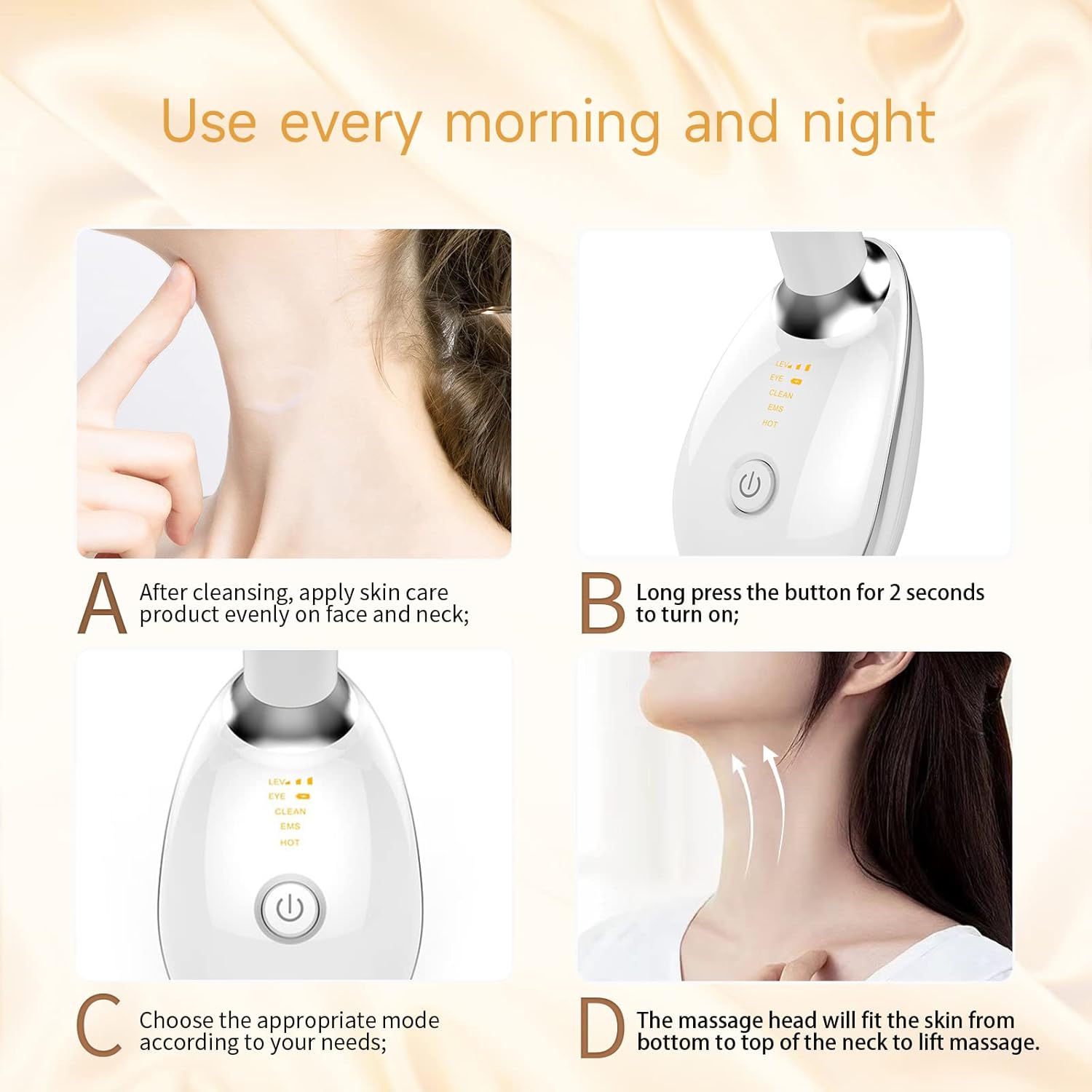 ASEXETIC Firming Wrinkle Removal Device for Neck Face, Double Chin Reducer, 3 in 1 Portable Face Massager for Skin Care, Face Sculpting Tool, Vibration, Thermal, Microcurrent