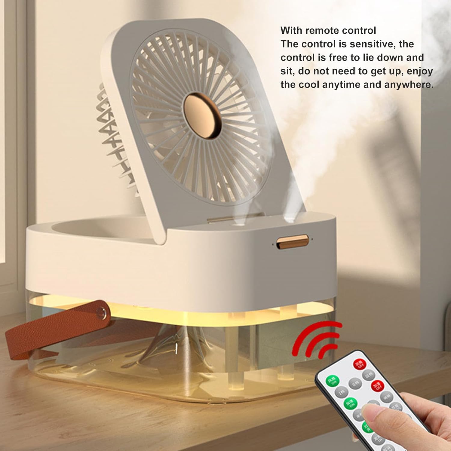 DAUB 3 in 1 Humidifer, 2.5L Dual Spray Small Humidifier with Night Light and Fan, Top Fill Cool Mist Quiet USB Air Humidifier with 3 Speed Wind, for Bedroom, Office, Desk, Nightstand
