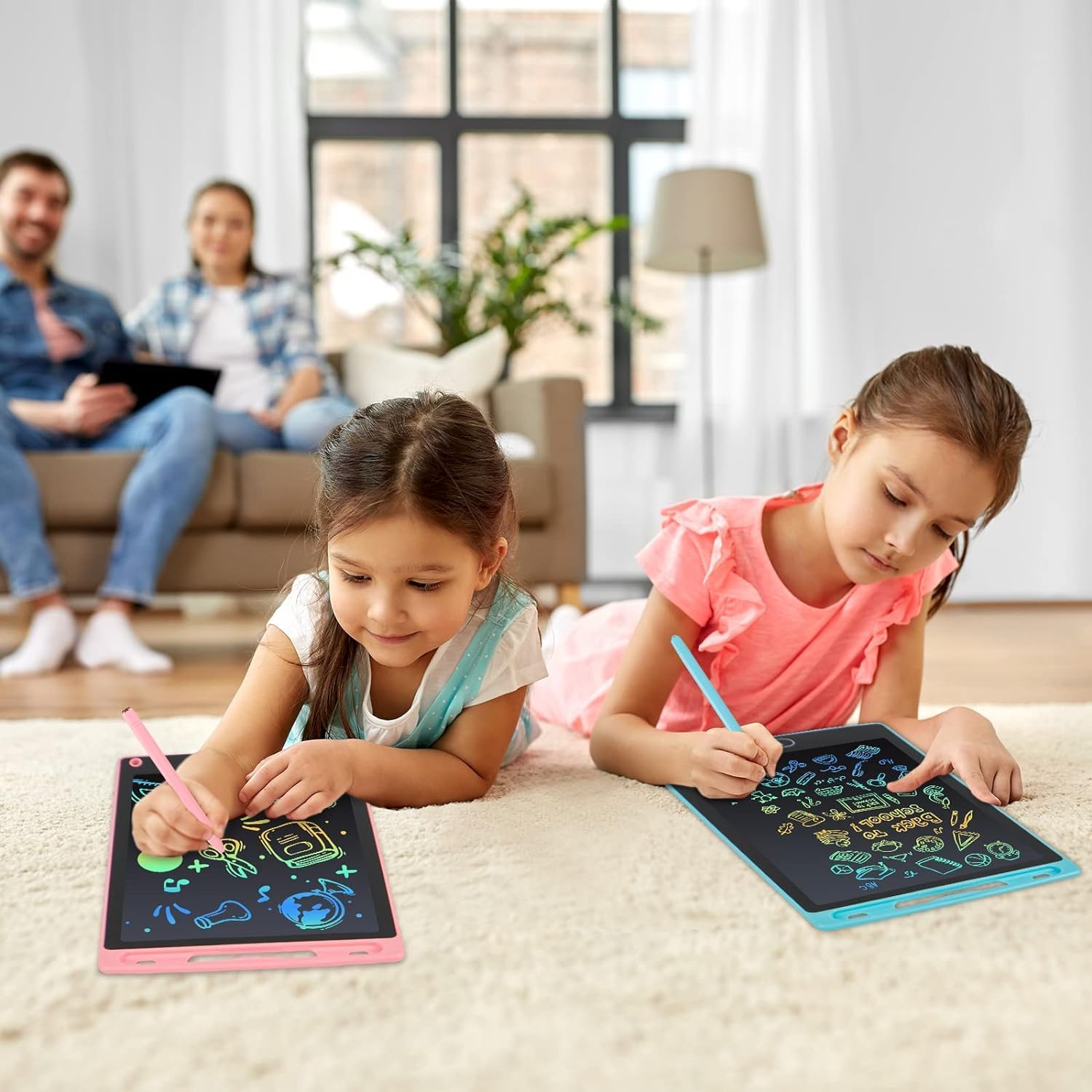 kogabanny LCD Writing Tablet, 2 Packs Drawing Pads for Kids 3 4 5 6 Years Old 8.5 Inch Colorful Lines Doodle Scribble Boards Educational Toys for Boys Girls