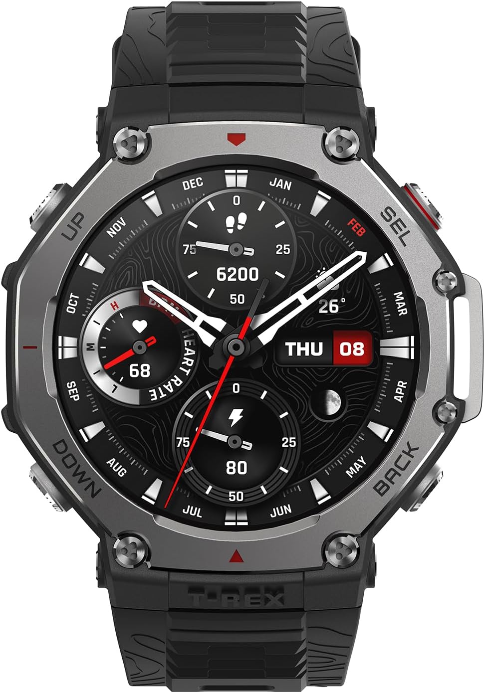 Amazfit T-Rex 3 Rugged/Military Smart Watch 48mm, GPS (with Privacy), Offline Maps, Long Battery Life,328 Feet Water-Resistant, 170 Fitness/Sport Modes, AI, Voice Control, for Android or iPhone, Black