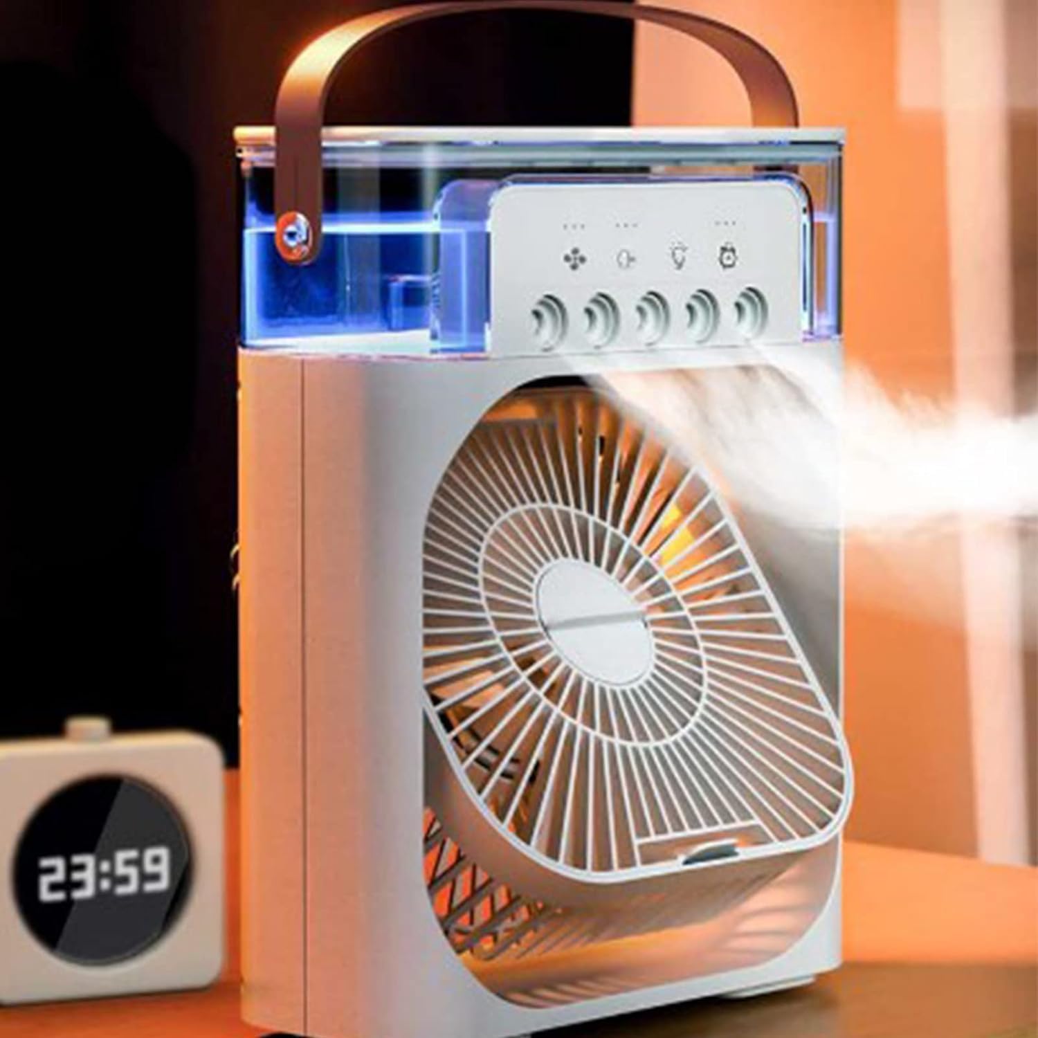 Shopit Electronics Water Mist Spray Fan, High Grade White Water Cooled Fan Portable for Tabletop | Desktop Humidifier Cooler Fan Mini Air Conditioner Portable Air Cooler Spray Water Mist Fan (White)