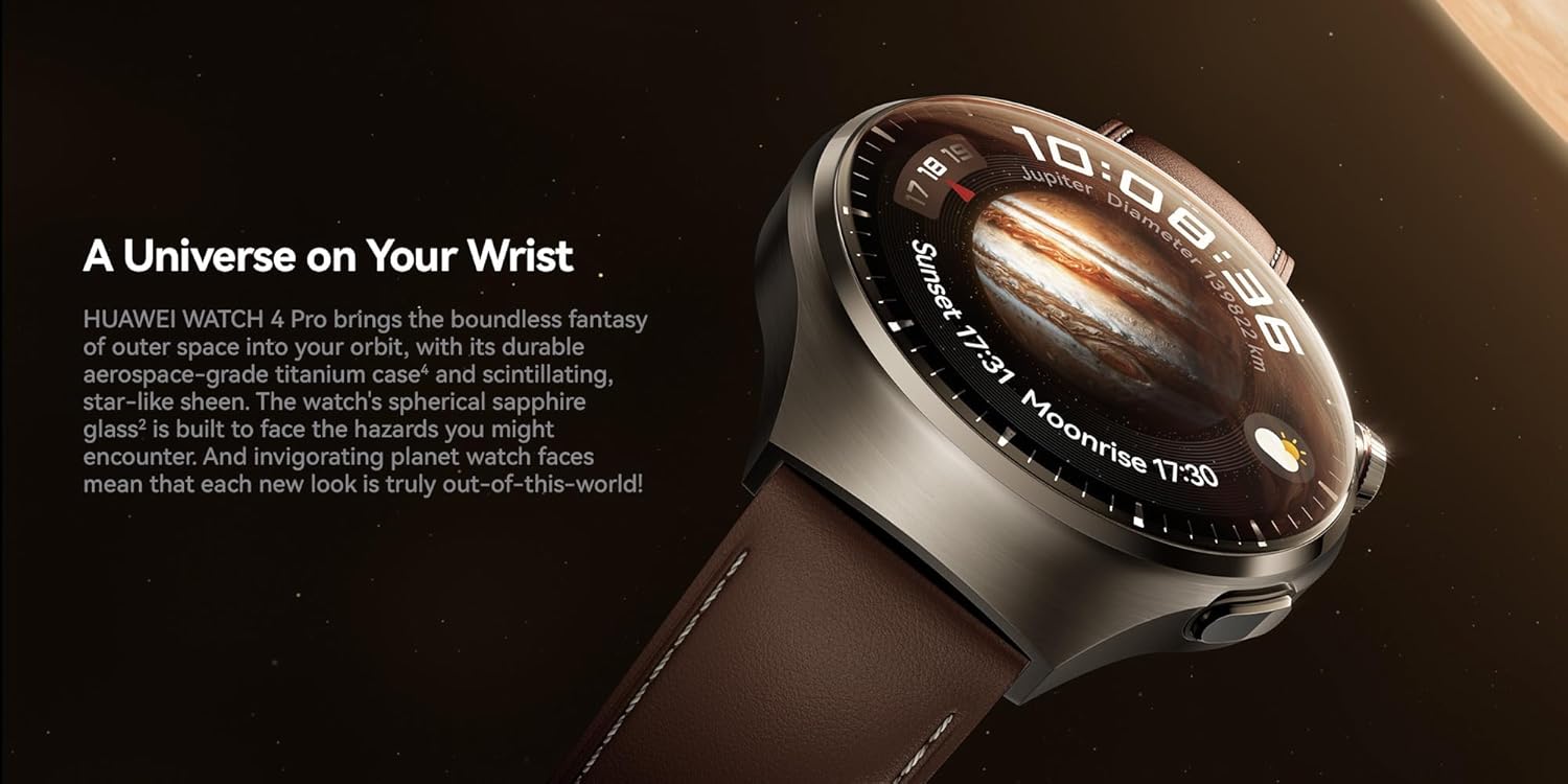 HUAWEI Watch 4 Pro Smartwatch, Spherical Sapphire Glass, Health at a Glance, eSIM Cellular calling, Fresh-new Activity Rings, 21-Day Battery Life, ECG Analysis, Compatible with Andriod & iOS, Titanium