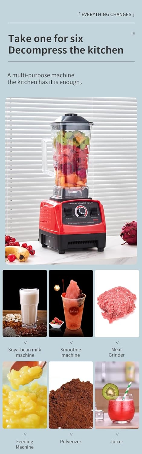 Professional Blender 2 In 1 4500W High Power Blenders For Kitchen Stainless Countertop Smoothie Blender Ideal for Smoothies Shakes