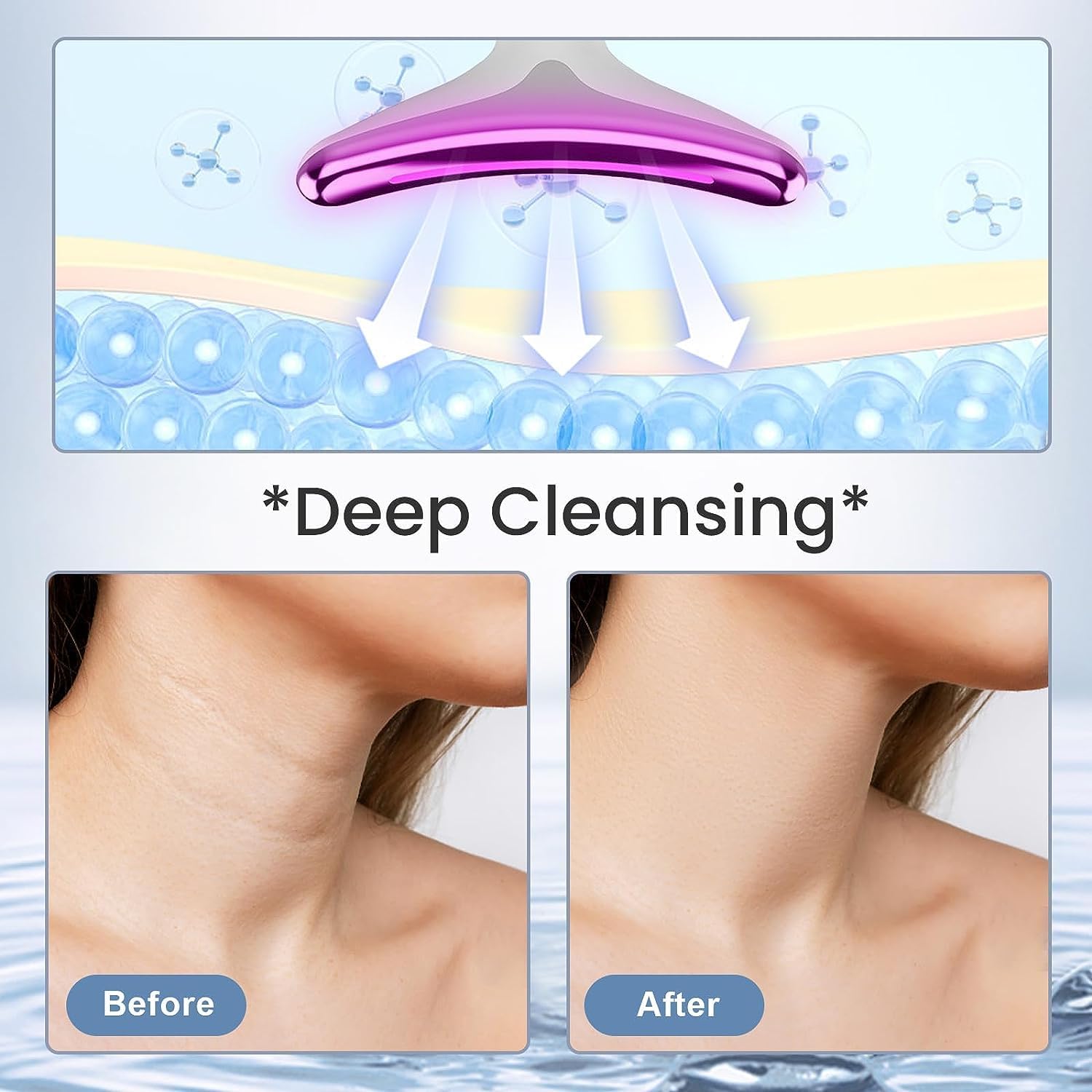 Red Light Therapy for Face, 7 Color LED Face Skin Rejuvenation for Face & Neck Beauty Device, Deplux Neck Tightening Device, Glossy White