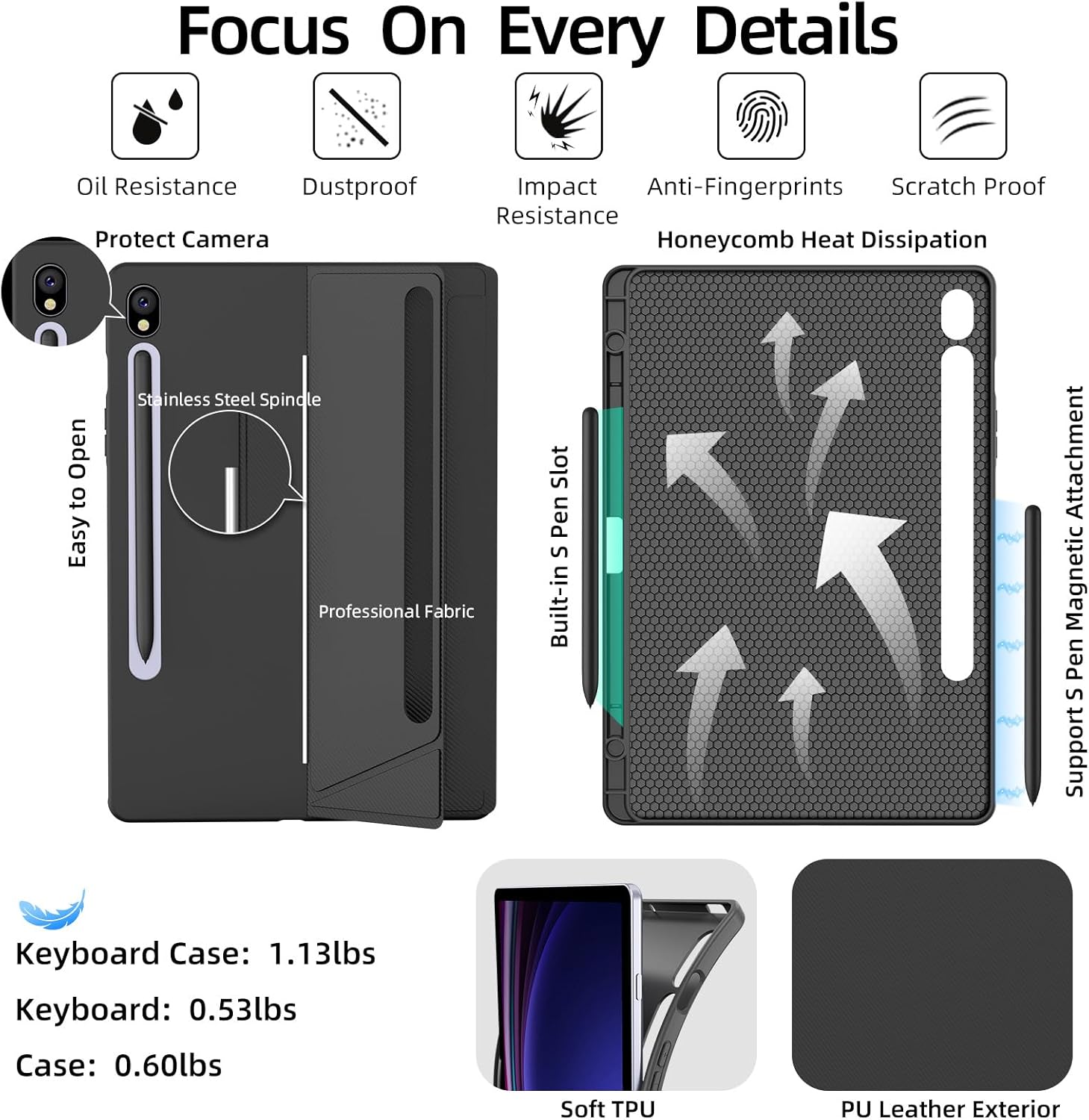 PROTECT Samsung Tab S10+ 12.4-inch Keyboard Case | Bluetooth | Trackpad | Backlit | Adjustable Stand | Grey | Model: HL118A-10P