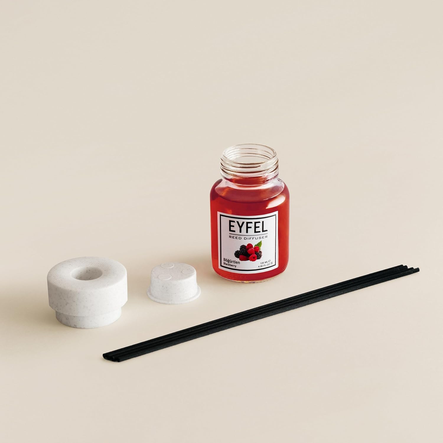 Eyfel Eau de Parfum Reed Diffuser Set - BlackBerry Scent 4.05 fl oz Oil Diffuser With Sticks for Home, Bathroom